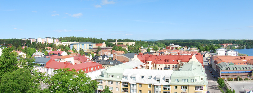 Utsikt från över Hudiksvalls från kyrkans topp