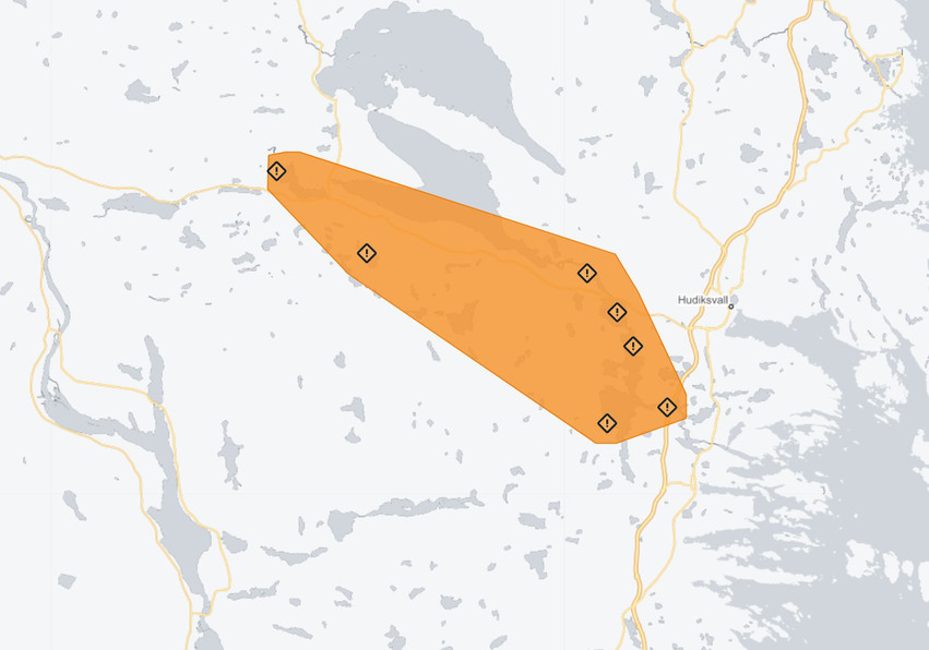 Karta över orange varning