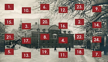 Julkalender över ett gammalt foto i stadsmiljö