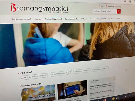 Bild på nya bromangymnasiet.se startsida.